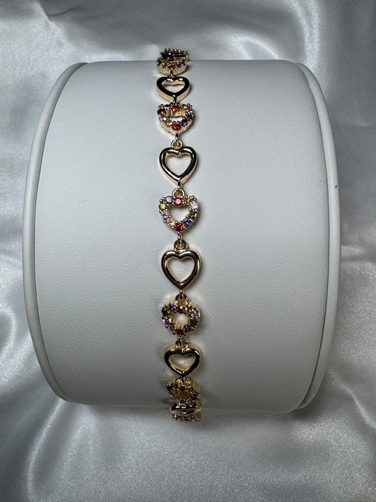 Heart Bracelet With Multi Color Stones