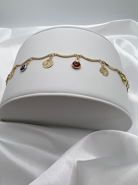 Evil Eye/Moon & Sun Anklet
